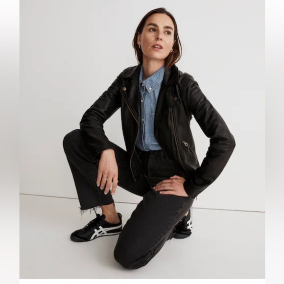 Madewell Washed Leather Motorcycle Jacket: Brass Hardware Edition - Picture 4 of 9